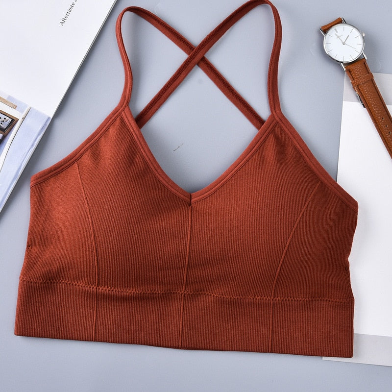 Sport Bras Women Cross Strap Push Up Bra Top