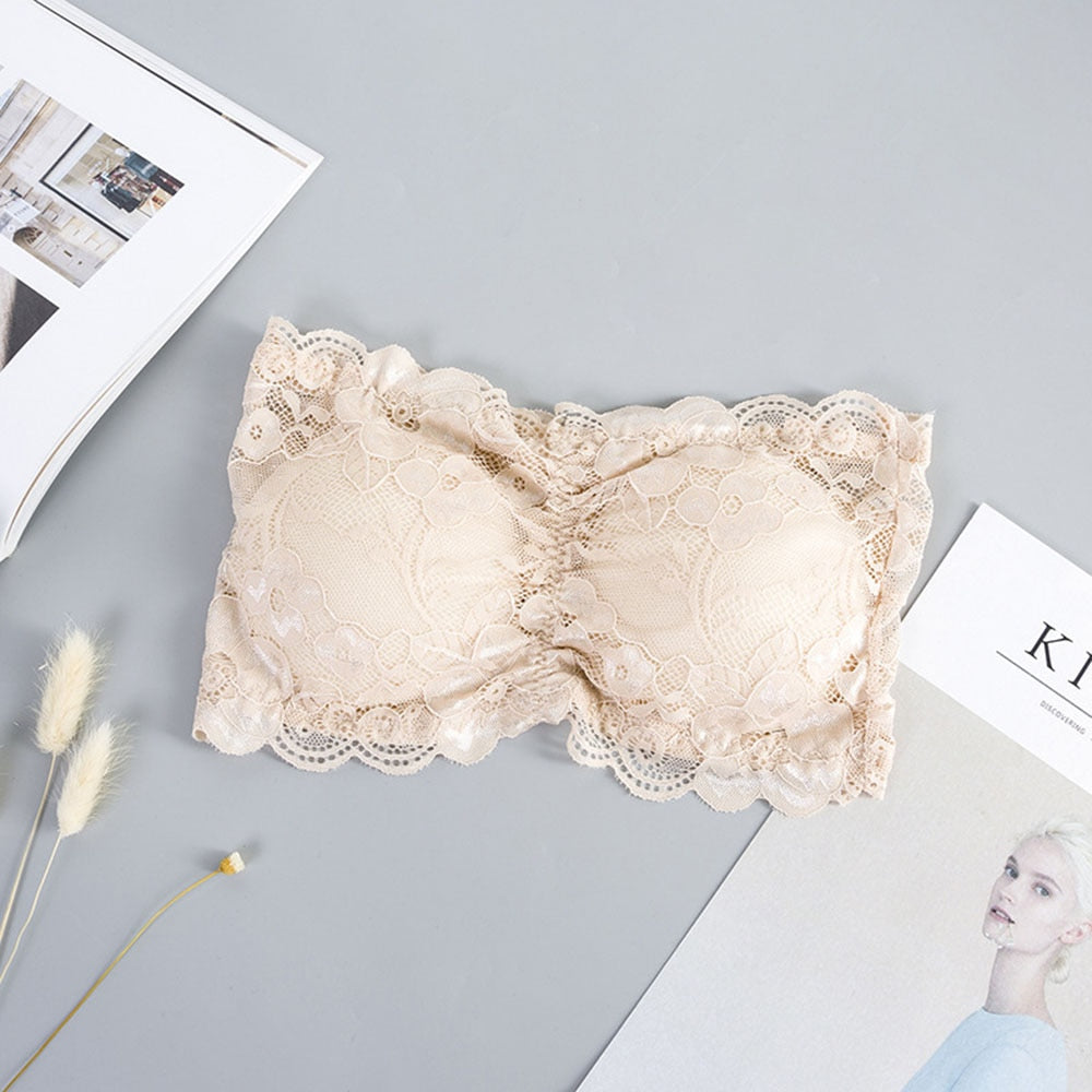 Elastic Strapless Bra Lace Tube Top