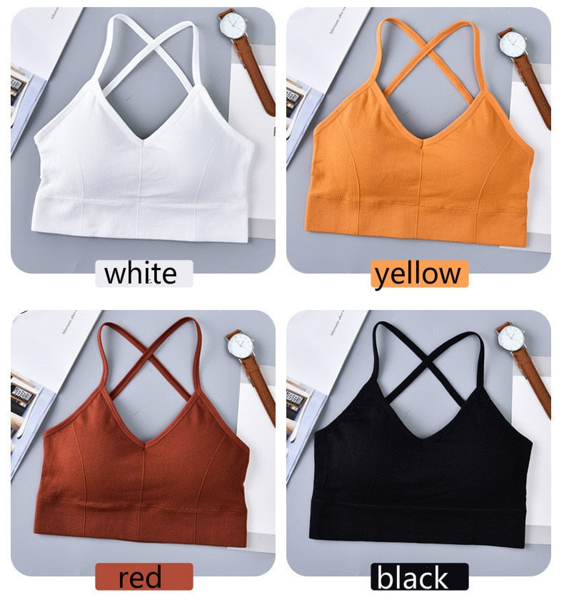 Sport Bras Women Cross Strap Push Up Bra Top
