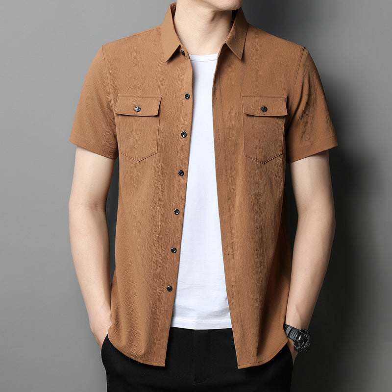 Solid Color Short-Sleeved Shirt