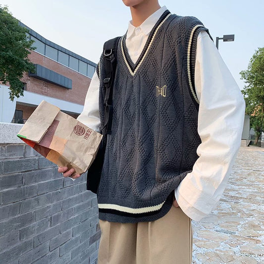 Knitted Men's Sleeveless Loose Casual Wool Vest
