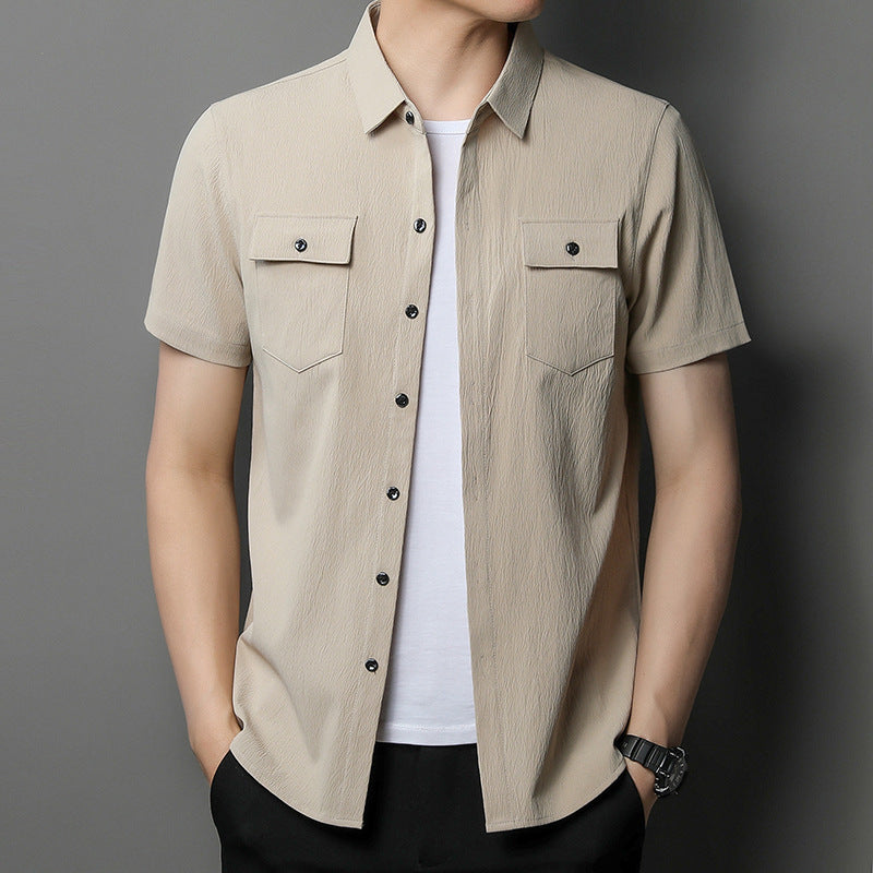 Solid Color Short-Sleeved Shirt