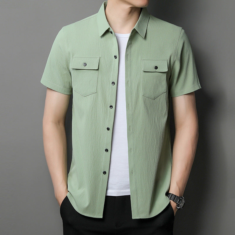 Solid Color Short-Sleeved Shirt