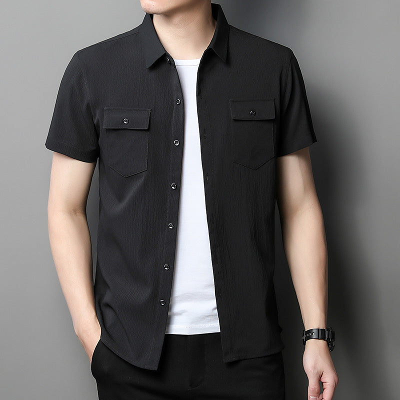 Solid Color Short-Sleeved Shirt