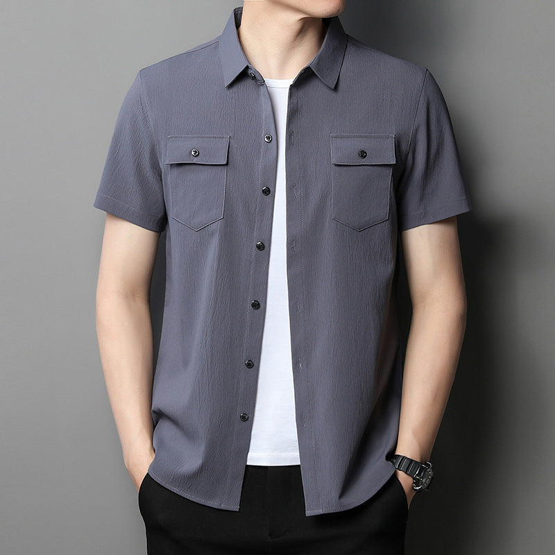 Solid Color Short-Sleeved Shirt