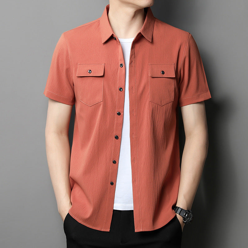 Solid Color Short-Sleeved Shirt