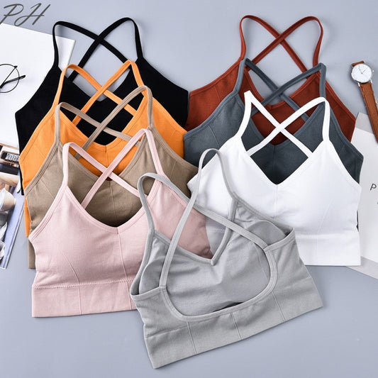 Sport Bras Women Cross Strap Push Up Bra Top