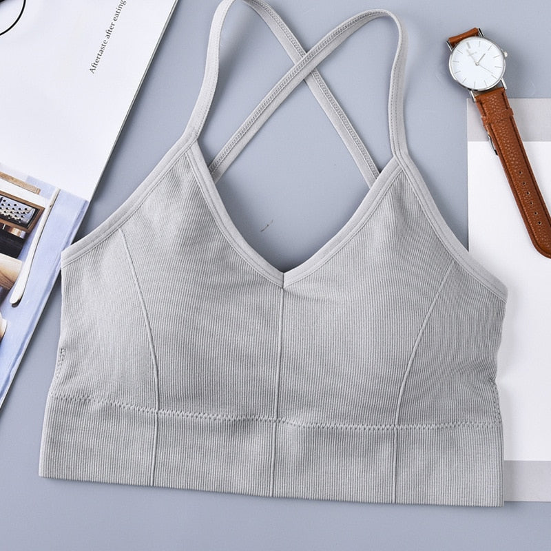 Sport Bras Women Cross Strap Push Up Bra Top