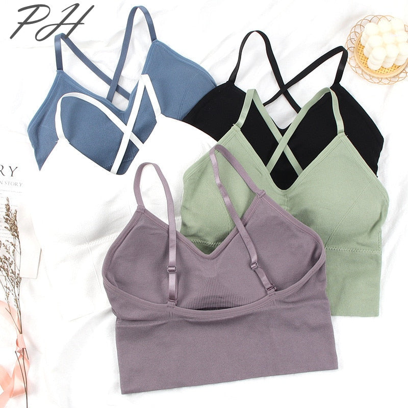 Sport Bras Women Cross Strap Push Up Bra Top