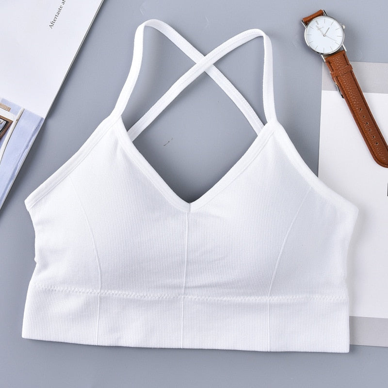 Sport Bras Women Cross Strap Push Up Bra Top