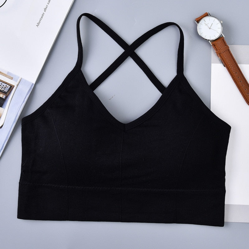 Sport Bras Women Cross Strap Push Up Bra Top